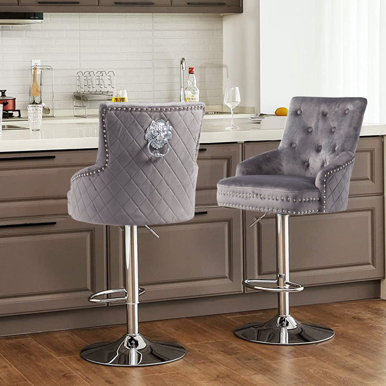 Mercer41 Rish Swivel Upholstered Adjustable Height Counter Stool with